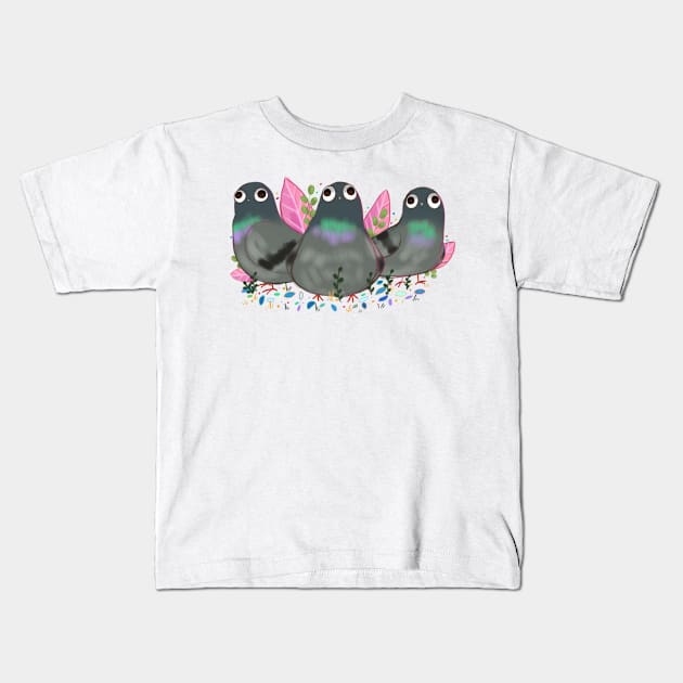 Funny Pigeons illustration Kids T-Shirt by Mayarart